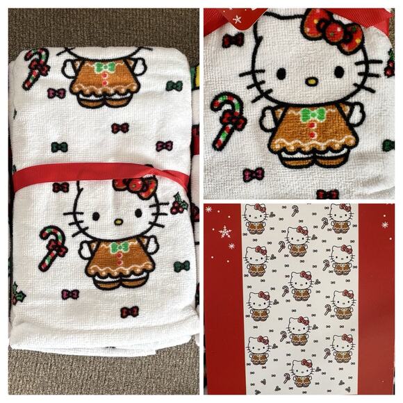 HELLO KITTY XMAS DECOR Snowman Mug Gingerbread Hand Towels Candy Cane Bowls Soap - Picture 13 of 16